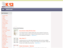 Tablet Screenshot of k12mathworksheets.com